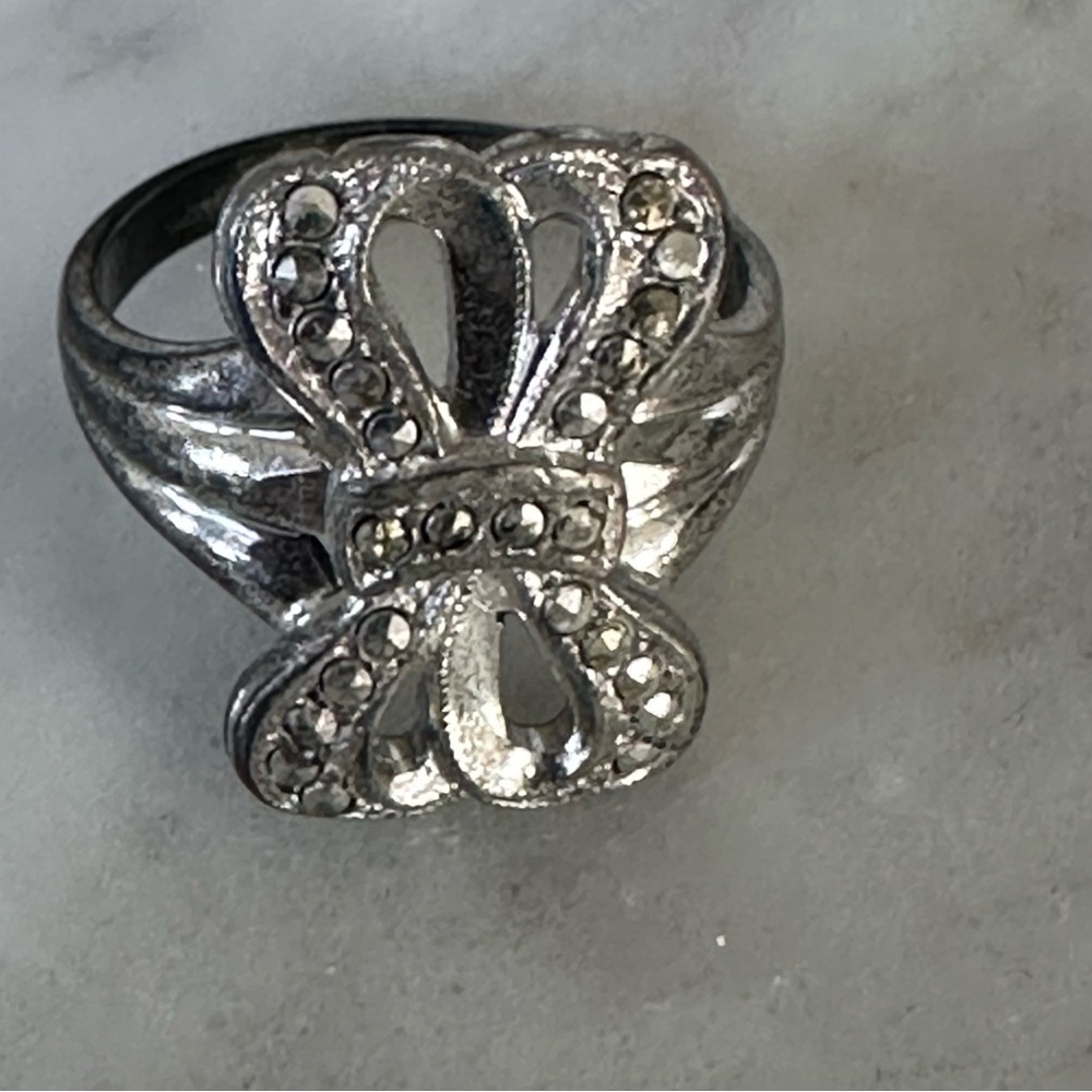 Silver Bow Crystal Accent Women’s Ring